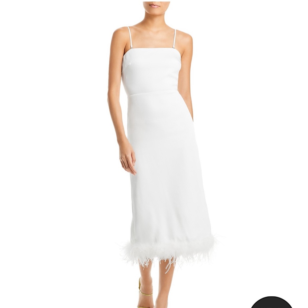 Lucy Paris Mareena Feather Column Midi Dress size M NWT